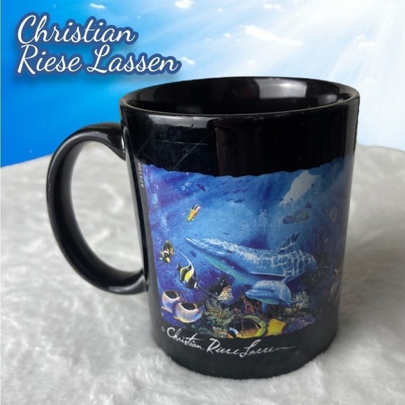 Christian Riese Lassen Underwater Scene Dolphins Coffee Mug - Picture 1 of 10